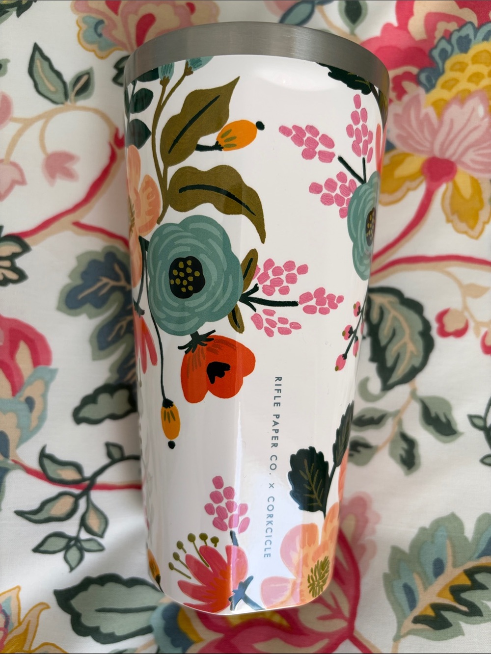 Rifle Paper Co X Corkcicle Lively Floral Cream 16 oz Tumbler